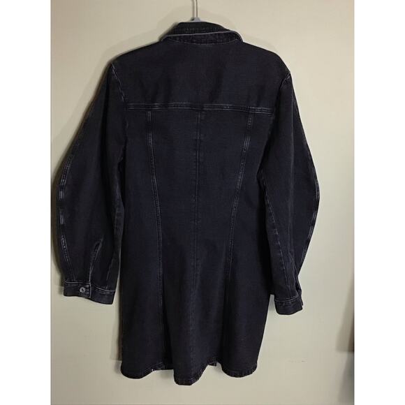 Abercrombie & Fitch Denim Button Down Barrel Sleeve Mini Dress Sz. Lrg Black - Picture 7 of 11